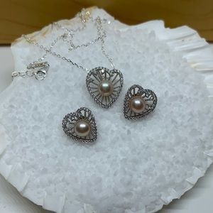 Earrings and necklace set sterling silver